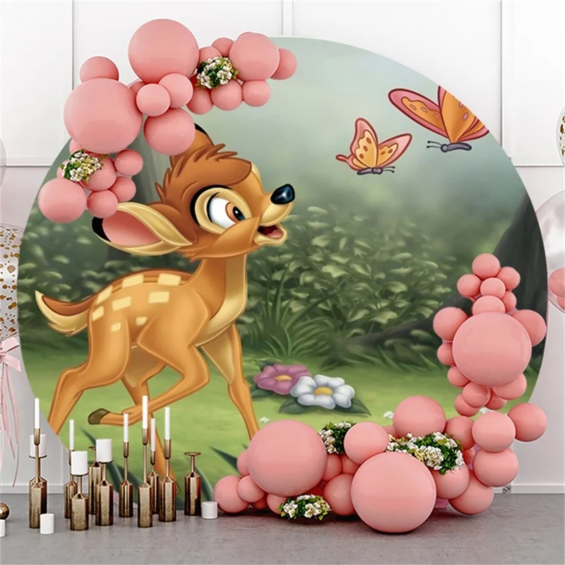 

Custom Background Disney Rounded Bambi Wedding Decoration Children's Birthday Photozone Wall Backgrounds Party Decorations Event