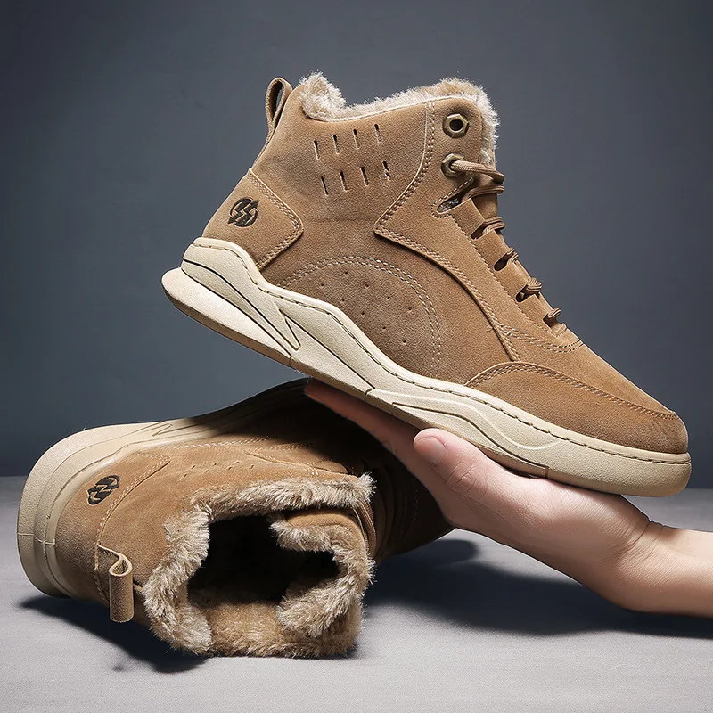 

Winter High-top Men's Shoes Plus Velvet Warm Casual Sports Shoes Comfortable Outdoor Anti Skid Walking Cotton Shoes Snow Boots