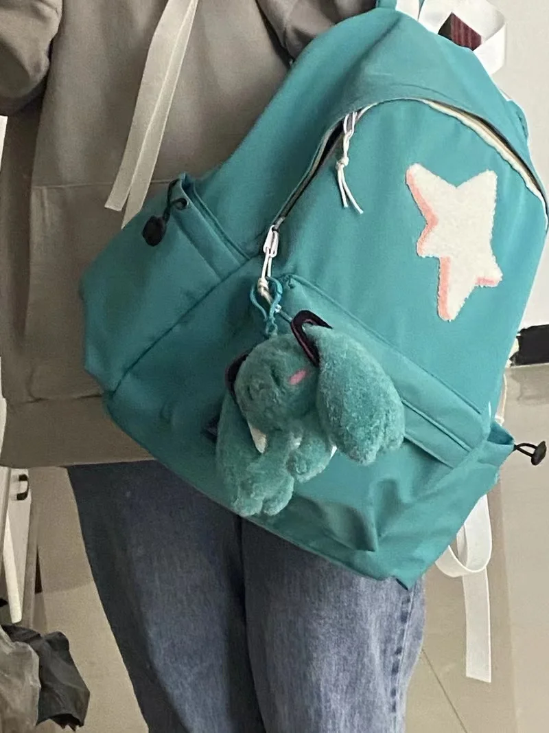Фото Hatsune рюкзак с Miku школьная сумка на два плеча, водонепроницаемая холщовая детская школьная сумка, плюшевая подвеска, сумка для студенток №3