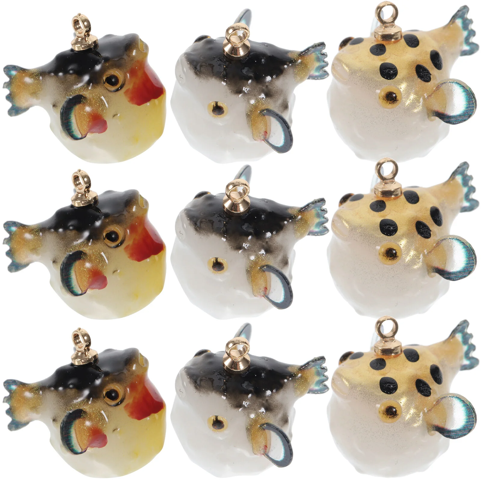 

12 Pcs Resin Small Goldfish Puffer Pendant Simulation Charms Earrings Jewelry Making DIY Findings Necklace