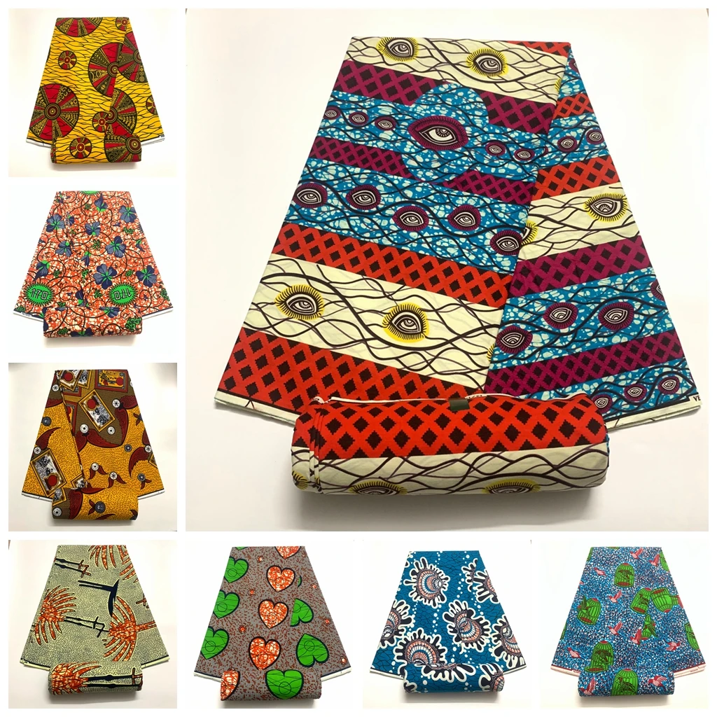 

African Wax Fabric Lastest Prints 100% Cotton Sewing Material High Quality Pagne Nigeria Ankara 2022 Printed For Sewing Dress