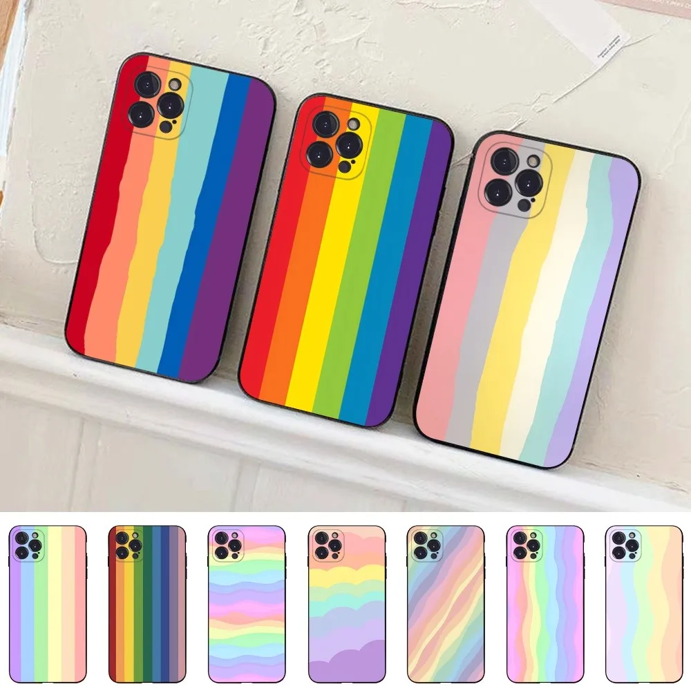

Colorful Rainbow Phone Case Silicone Soft for iphone 15 14 13 12 11 Pro Mini XS MAX 8 7 6 Plus X XS XR Cover