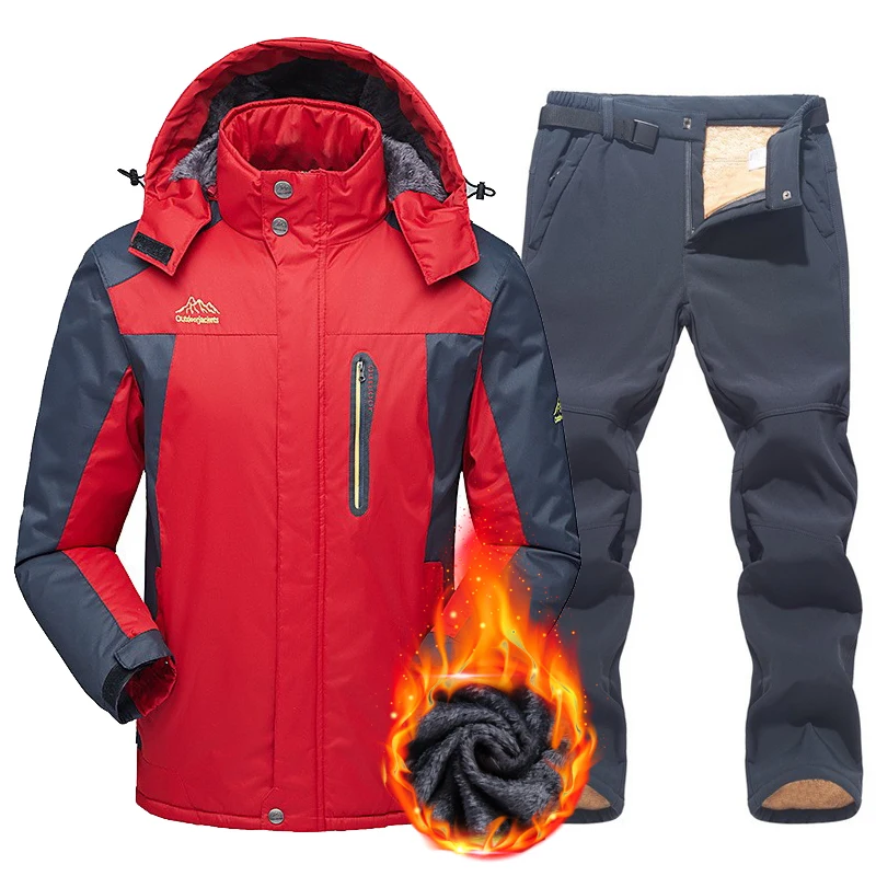 

2022 лыжный костюм, мужские зимние теплые водонепроницаемые уличные спортивные зимние куртки и брюки, горячее лыжное снаряжение, сноуборд, пуховая куртка, мужской бренд