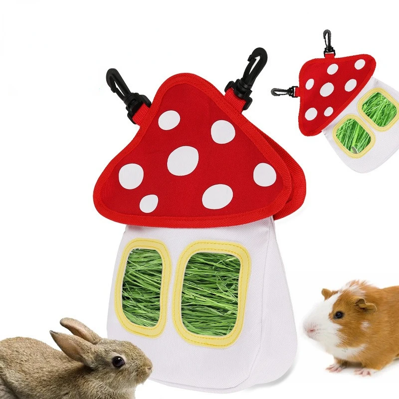 

Rabbit Hay Bag Mushroom Shaped Oxford Cloth Fabric Hanging Hay Feeder Bag Hay Storage Bag For Chinchilla Hamsters Rabbit Guinea