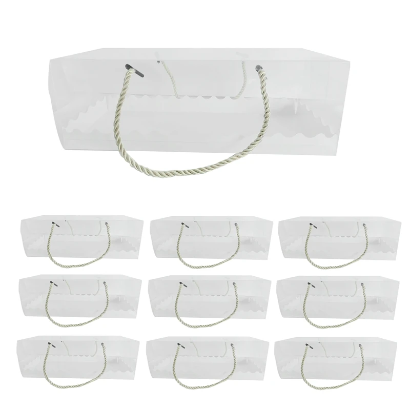 

10 шт. прозрачная коробка для торта, портативная коробка для хлеба с ручкой, швейцарский прозрачный пластиковый портативный контейнер для кексов, Упаковочная подарочная коробка