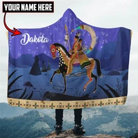 native couple with horse customized name hooded blanket 3d all over printed wearable blanket adults for kids blanket