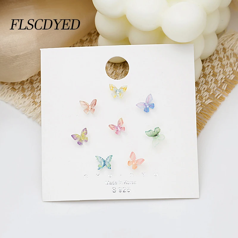 

FLSCDYED Korean Fashion Girl's Earrings Set Transparent Acrylic Flower Butterfly Stud Earrings for Women 2022 New Party Jewelry