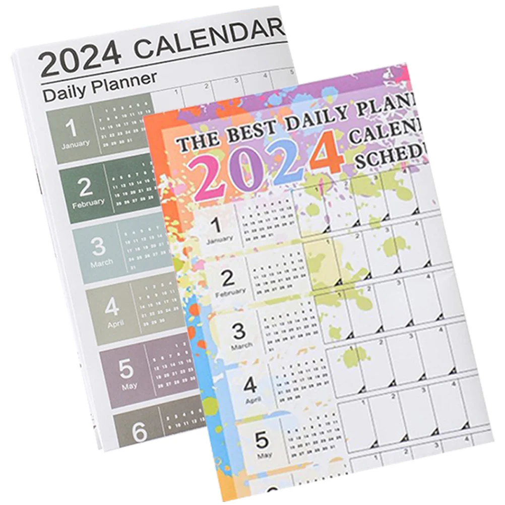 

2 Pcs Calendar Home Office Decor Wall Hanging Paper English Korean Version Planner
