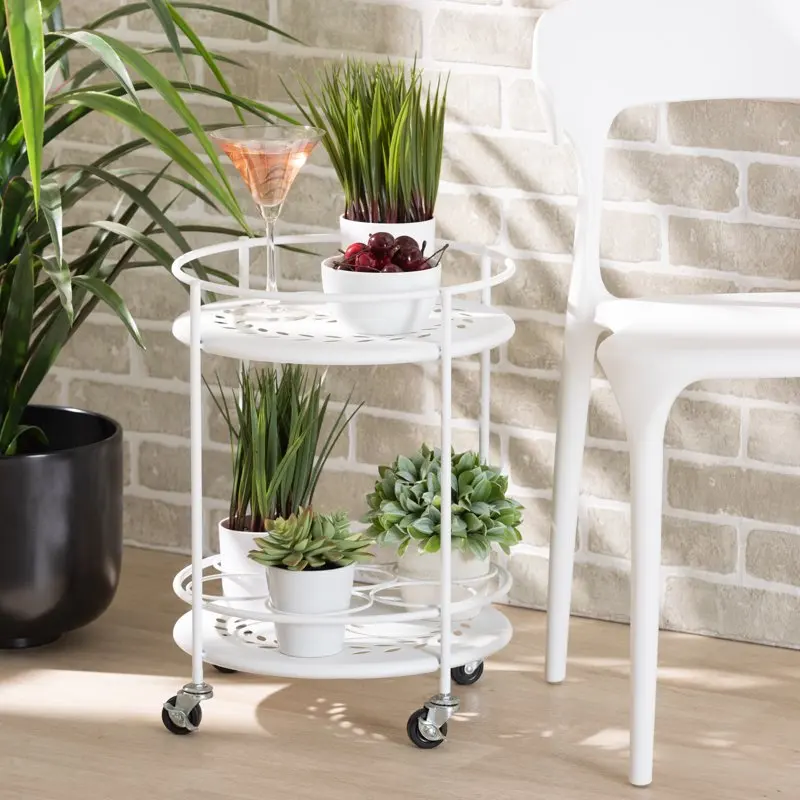 

Dallan Modern Industrial White Metal 2-Tier Kitchen Cart Table Kitchen Cart Home Kitchen Furniture