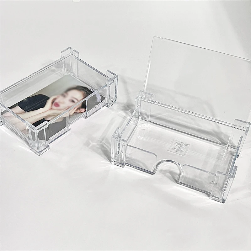 

Transparent Acrylic Small Box Card Storage Collection Display Desktop Photocards Holder School Stationery Decoration 3 Inch