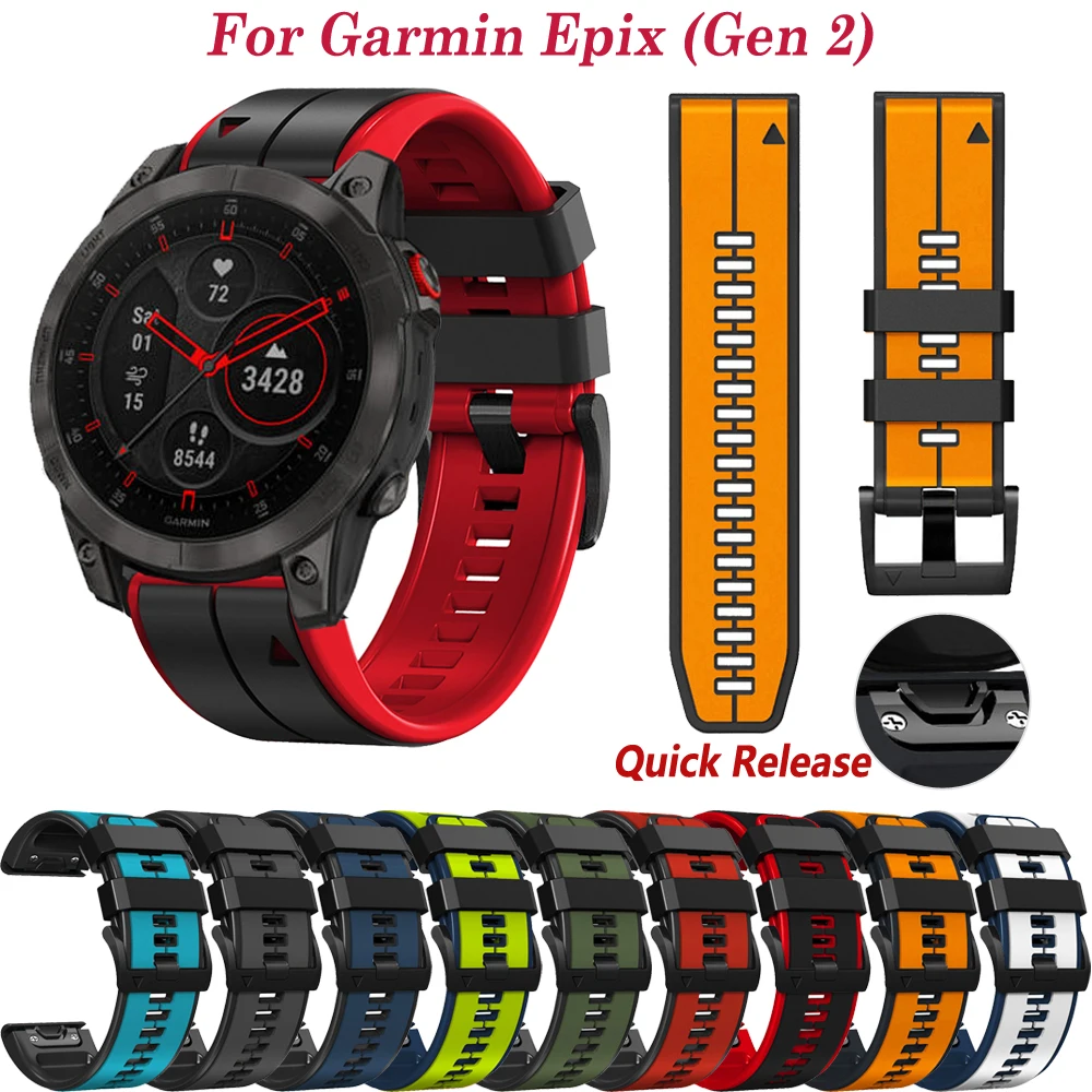 

22/26mm Smart Watch For Garmin Epix Gen 2 Sport Silicone Strap For Fenix 7 7X 5 5X Plus 6 6X Pro 3HR Bracelet Quick Easyfit Band
