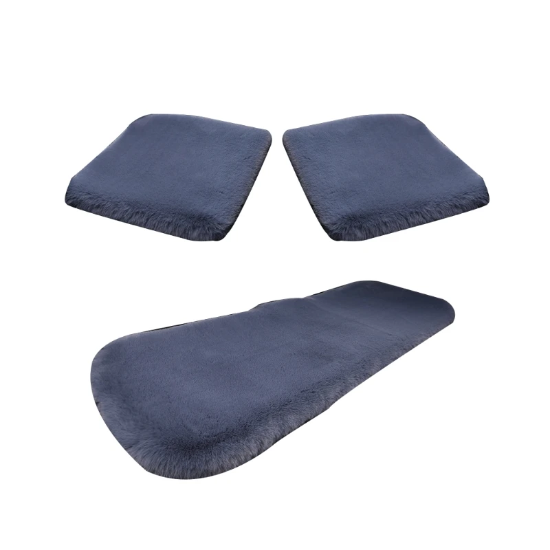 

3x Universal Fuzzy Artificial Rabbit Fur Car Front & Rear for SEAT Covers Cushion Pain Relief Square Cushion For Travel