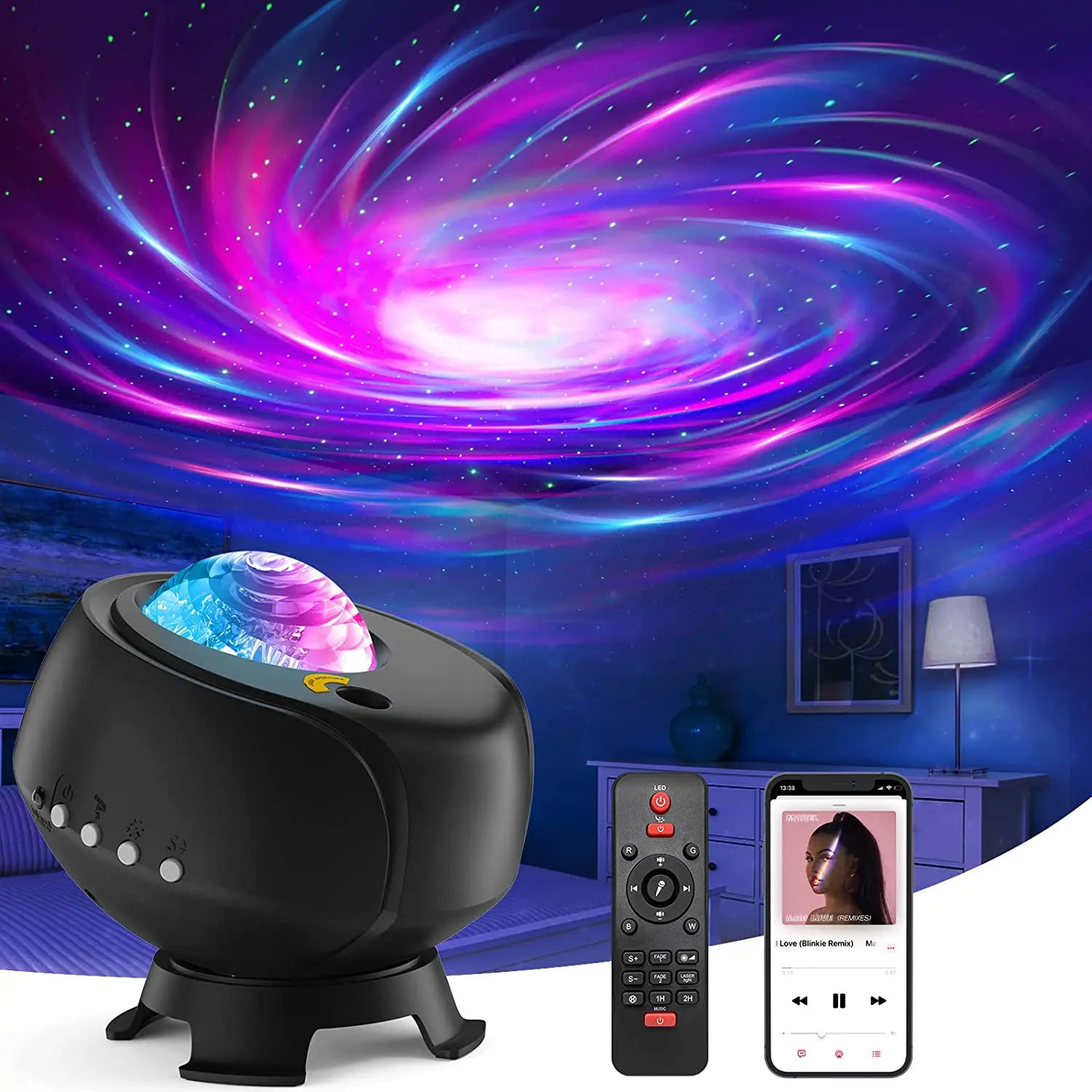 

Galaxy Projector Star Light Projector Night Light with Remote & Timer Bluetooth Speaker for Adults Room Ceiling Kids Gifts Decor