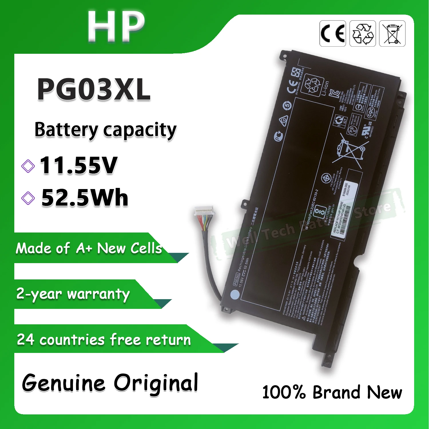 

Original HOT SELL 11.55V 52.5Wh PG03XL Laptop Battery for HP PowerPavilion 5 6 6Max TPN-C141 TPN-Q229 TPN-Q241 15-dk0020TX