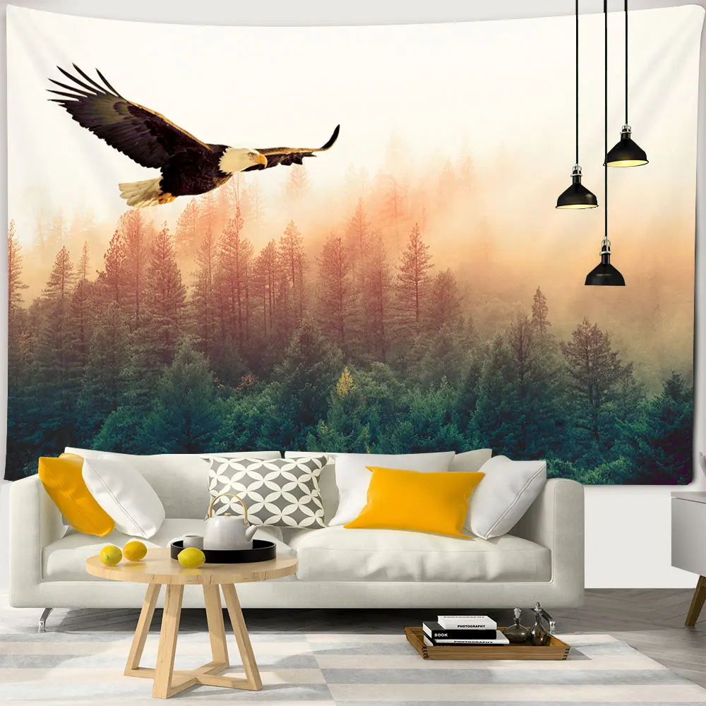 

Nature Landscape Home Decor Tapestry Wall Hanging Forest Eagle Tapestries For Bedroom Beautiful Sunset Fabric Backdrop Ceiling