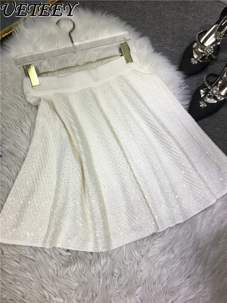 Тяжелая промышленность Hot Diamond Тонкая черная трикотажная юбка с эластичной