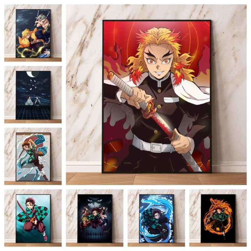 

Japanese Anime Canvas Paintings Demon Slaying Corps Comics Pictures Friends Gifts Room Home High Quality Art Kid Action Figures