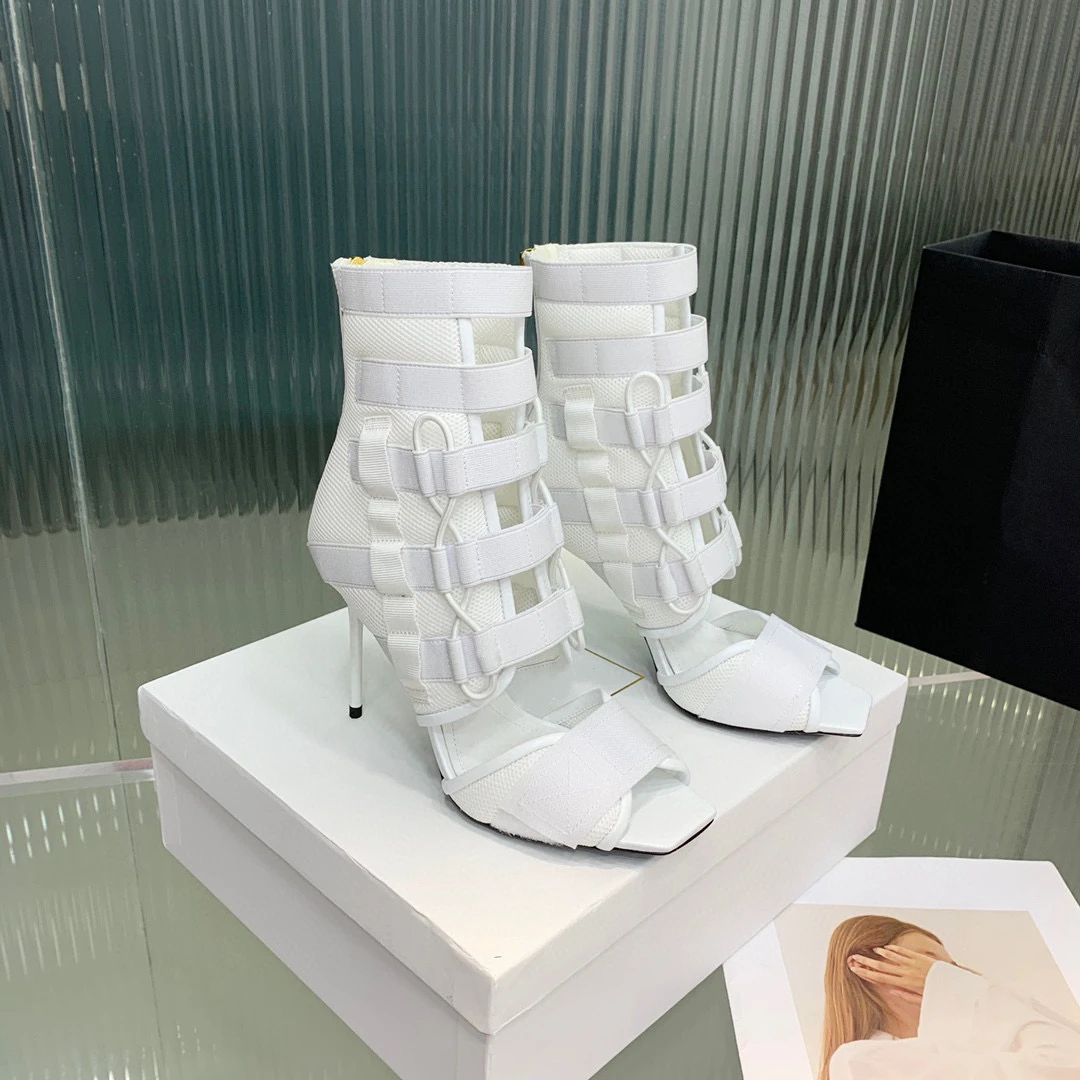 2023 Summer New Women's Shoes European and American Fashion Sexy High Heels shoes with leaky toes on the net surface boot