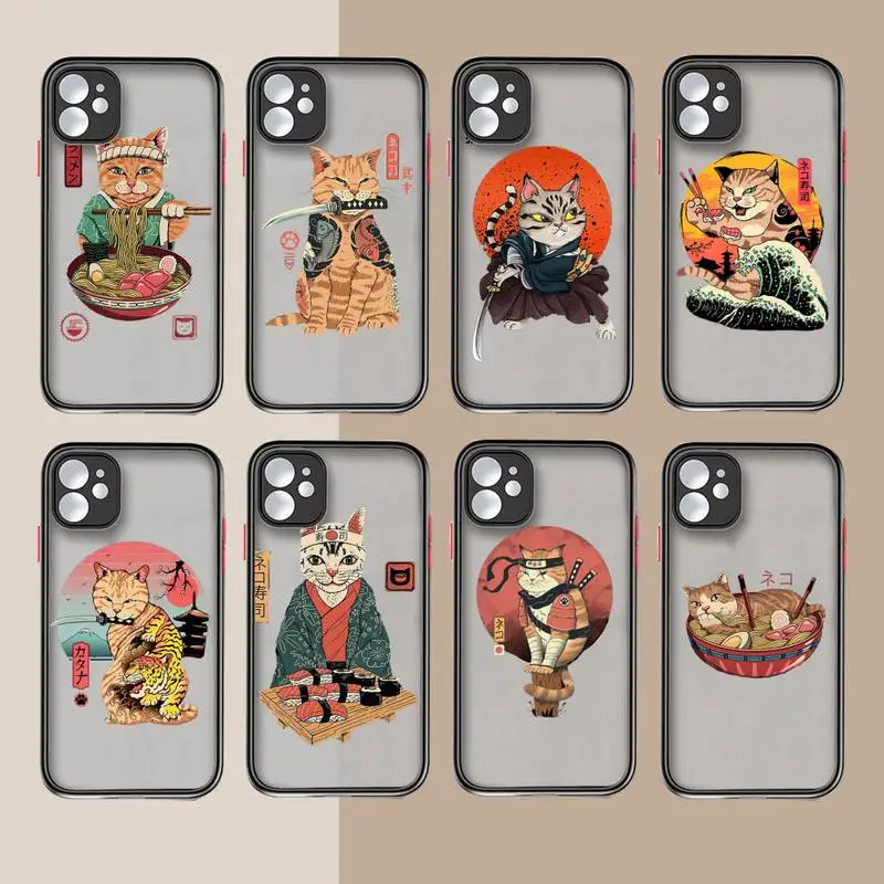 

Neko Ramen Japan Cat Anime Phone Case matte transparent For iphone 14 11 12 13 plus mini x xs xr pro max cover