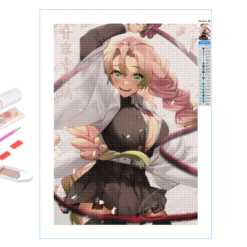 

Embroidery 5D Diamond Demon Slayer Kimetsu No Yaiba Cross Stitch Painting Japan Anime Home Decor Full Square Drill Art Picture