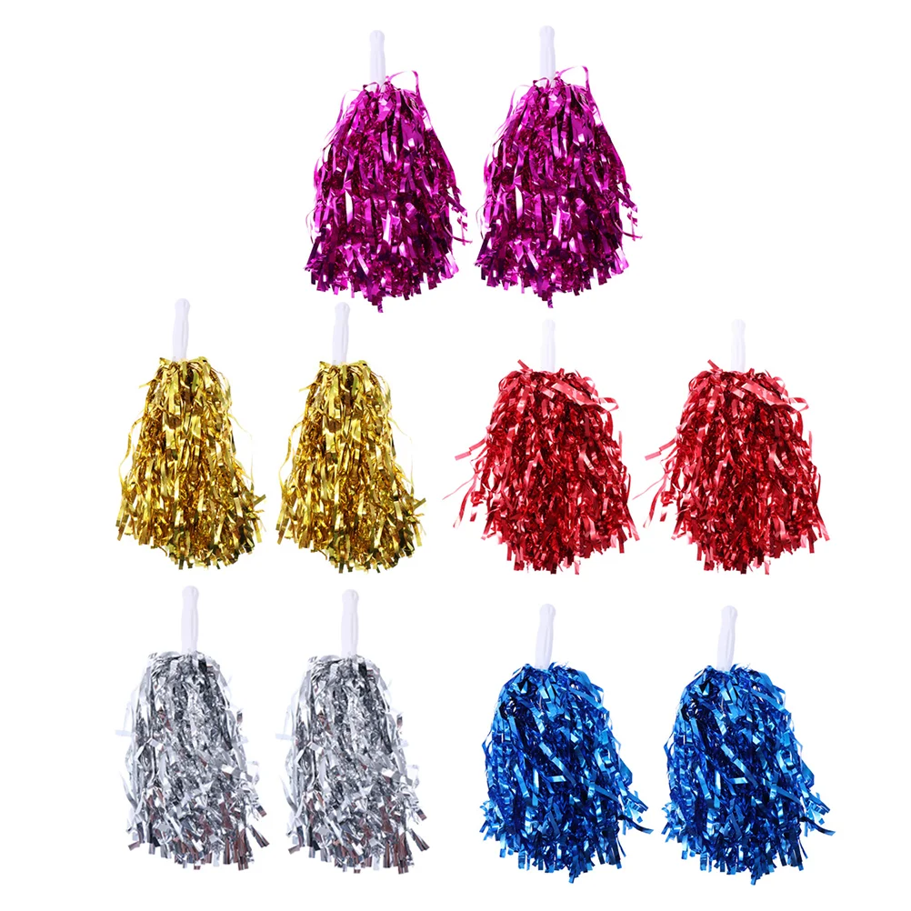

10 Pcs 25g Plastic Cheering Balls Squad Spirited Fun Cheerleading Kit Cheer Poms Cheerleaders Supples with Handle for