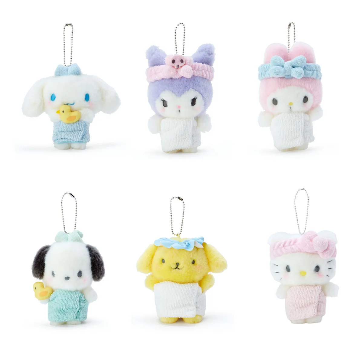 

Kawaii Sanrio Doll Cartoon Bath Towel Series Kuromi Hello Kitty Cinnamoroll Toy Keychain Ornaments Anime Key Ring Pendant Gifts