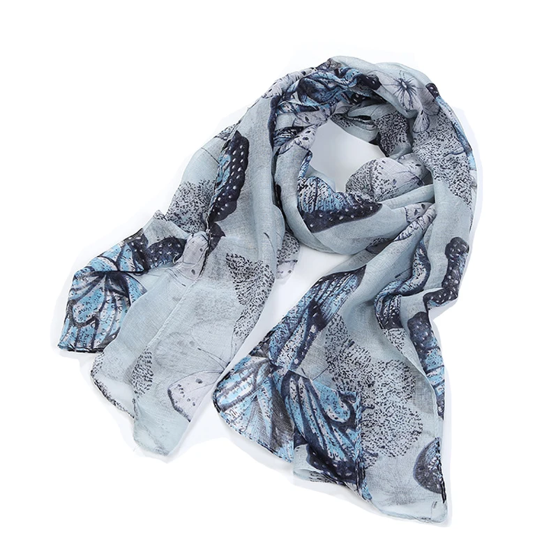 Женский длинный шарф с принтом бабочек 3 цвета |