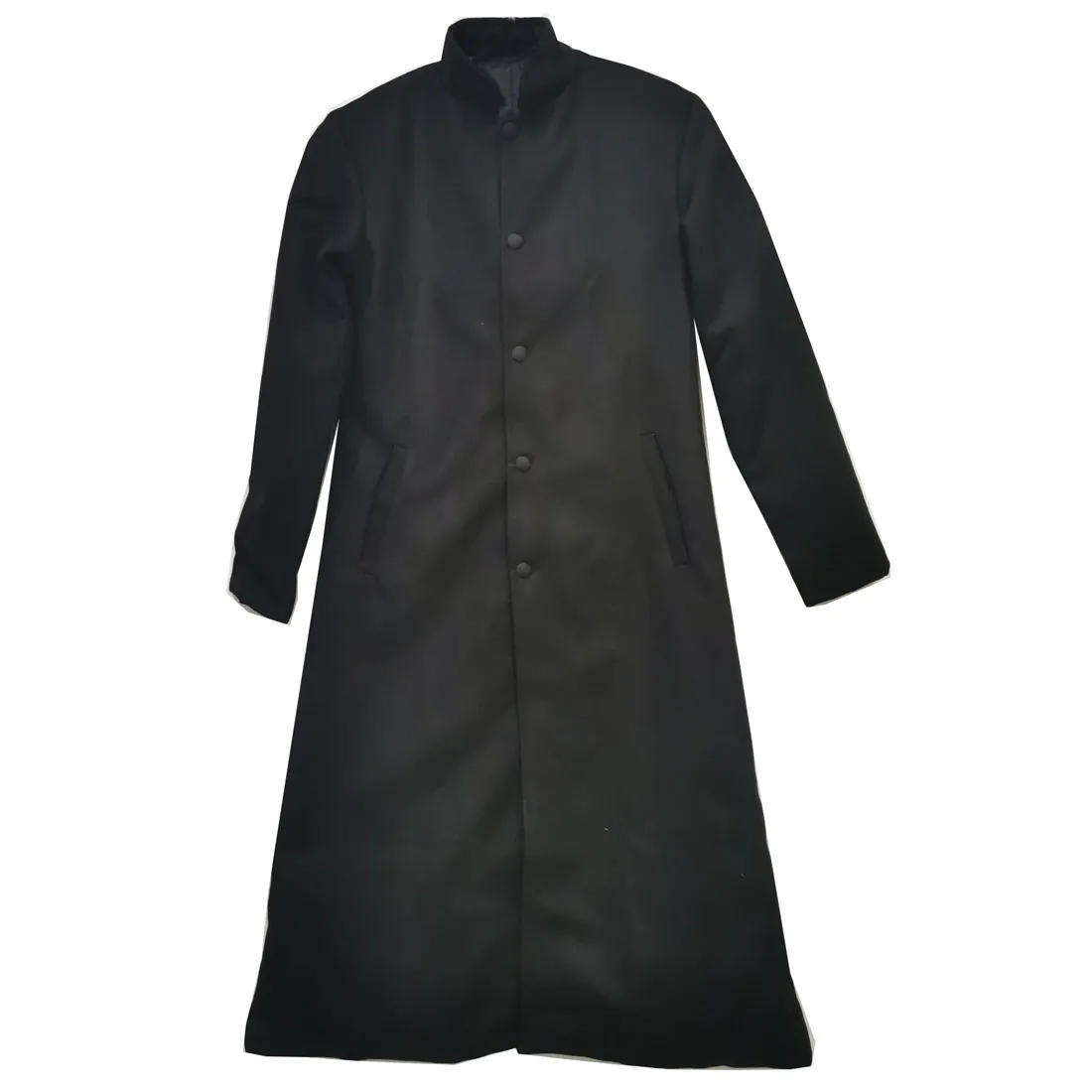 

2022 Matrix Black Cosplay Costume Neo Trench Coat Only Overcoat Woolen