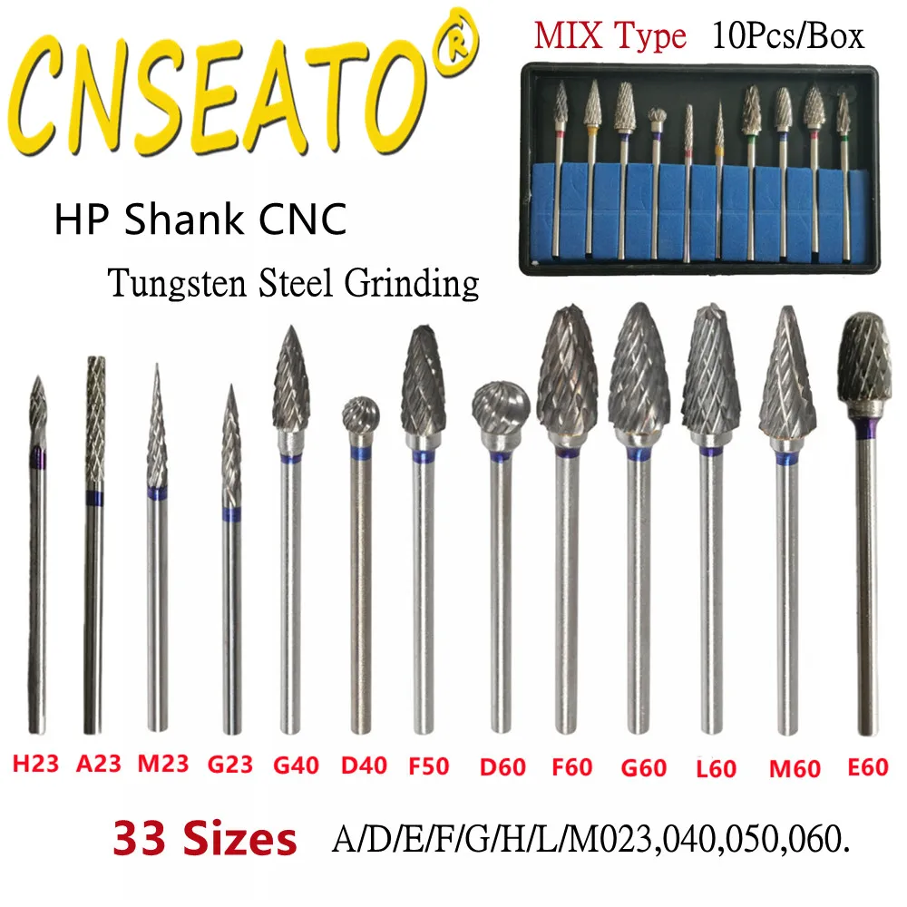 

10Pcs Tungsten Steel Drills Bit Dental Polishing Bur Grinding Head Carbide Cutter Burrs HP Shank CNC Dentistry Lab Materials Kit