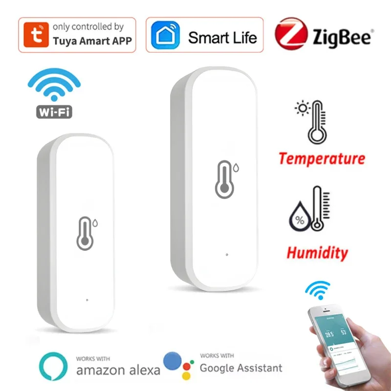 Wi-Fi/ZigBee Tuya Умный датчик температуры и влажности с питанием от батареи дом