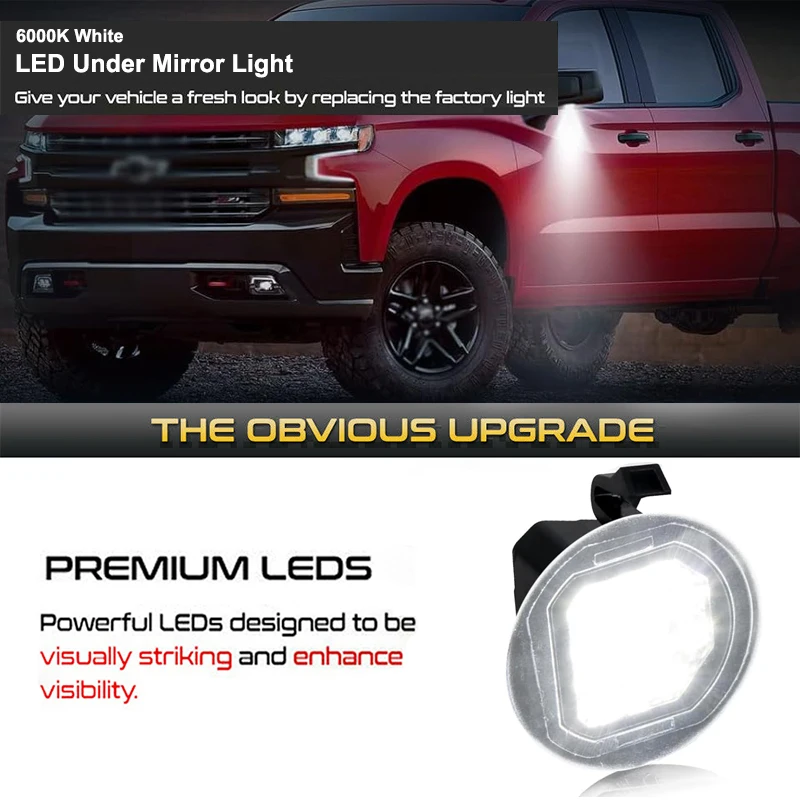 2 шт. 6000K светодиодные лампы под зеркалом для Chevrolet Tahoe Suburban Silverado GMC Yukon Sierra 1500 2500 3500