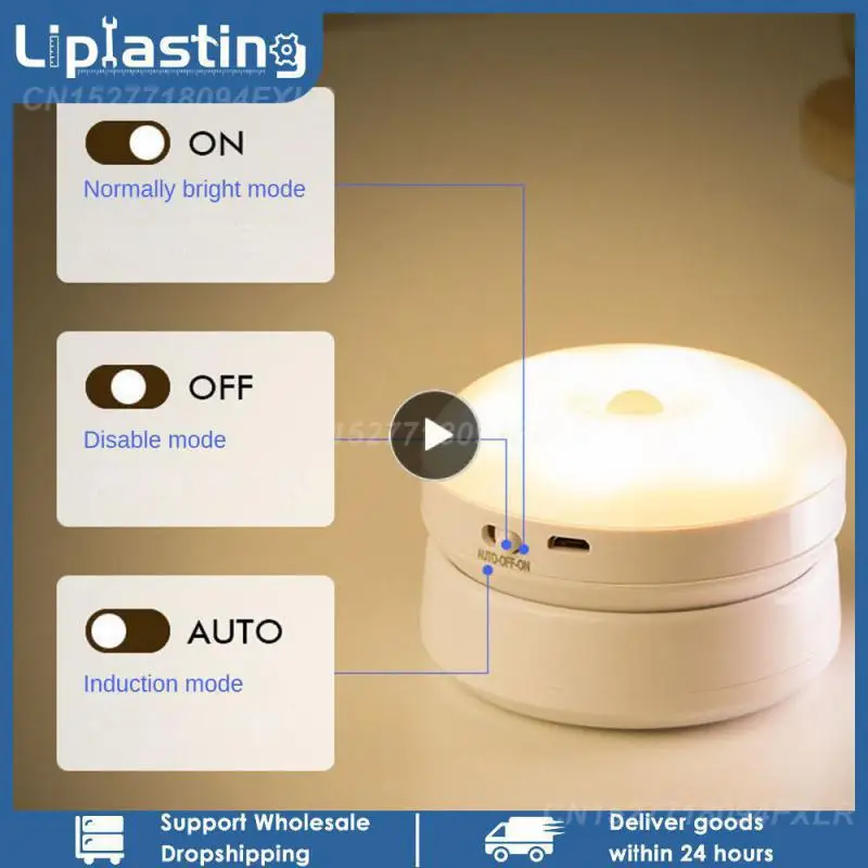 

1~5PCS Led Night Light USB Charging Motion Sensor Round Energy-saving Led Lamps Bedroom Sound/Light Control For Corridor Home