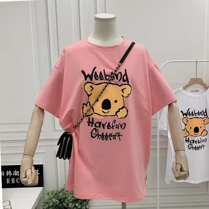 

Plus Size Women's Loose Bear T-shirt Short Sleeve Top Women Oversized T Shirt Kawaii Japanese Tees