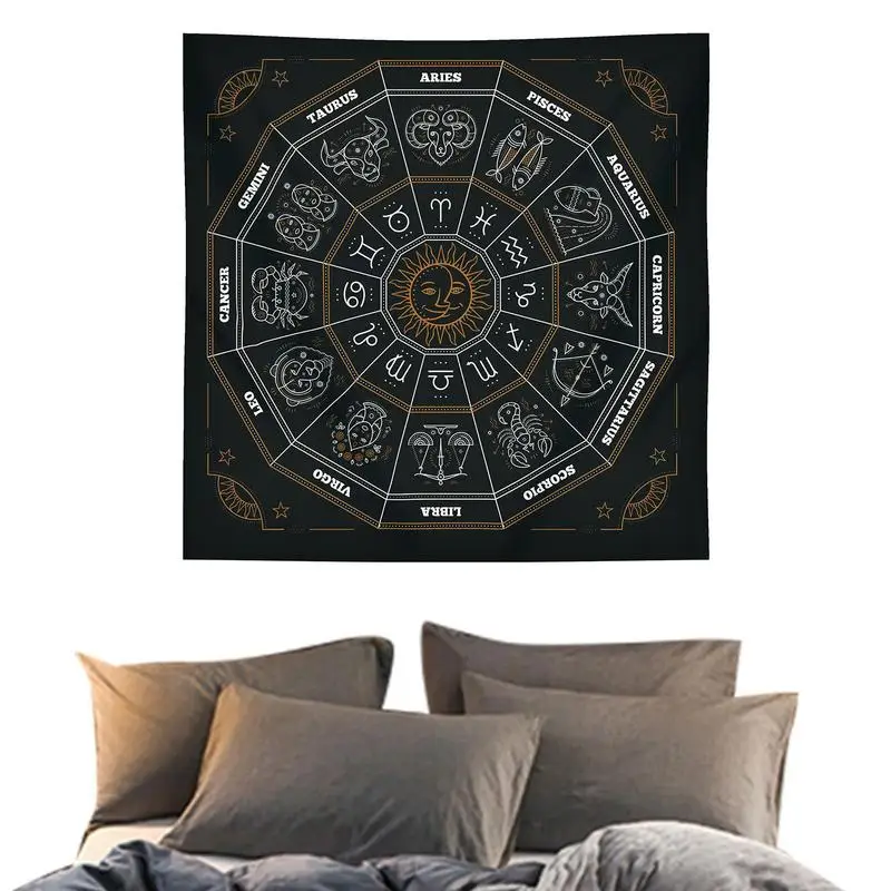 

12 Constellations Tarot Card Tablecloth Magic Wall Tapestry Board Game Astrology Divination Psychedelic Altar Cloth