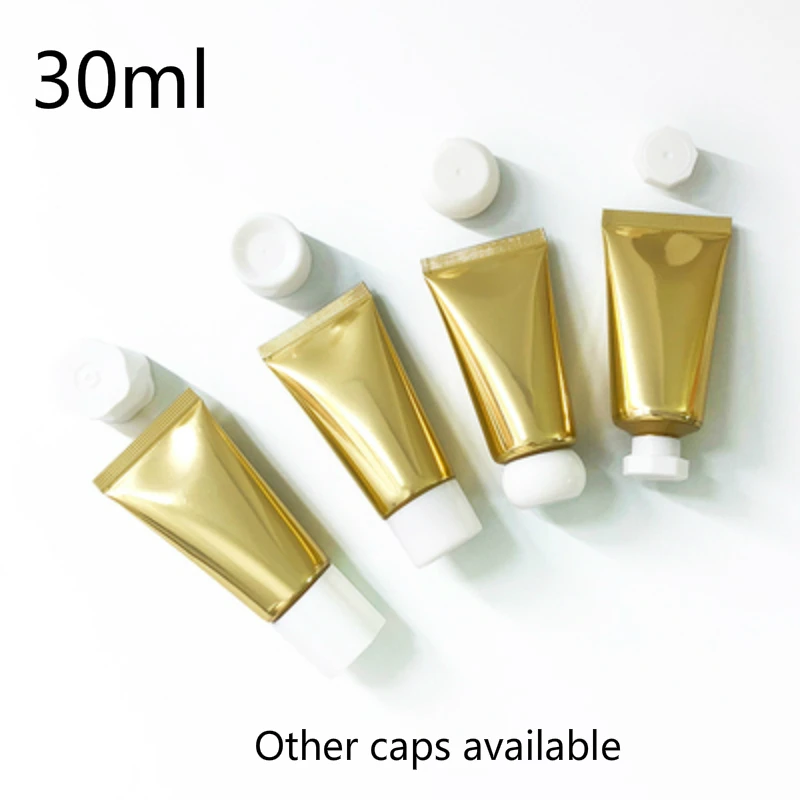

30ml Gold Aluminum Plastic Refillable Soft Bottle Empty 30g Cream Gel Squeeze Tube Body Lotion Butter Travel Packaging Container