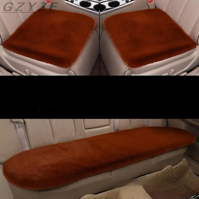 Зимняя плюшевая подушка для автомобильного сиденья из кроличьего меха зимняя