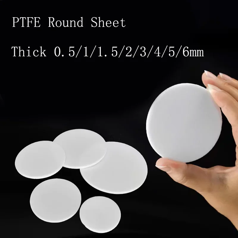 Фото 10 шт., твердый круглый лист из ПТФЭ, толщина 0,5/1,5/2/3/4/5/6 мм, высокотемпературное уплотнение, плоская прокладка, пластиковая дисковая пластина, диаметр 5/8/10/12/15 мм №2