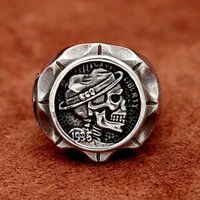 vintage mexican indan skull ring hobo nicke coin stainless steel punk skull rings for men fashion indian jewelry accessories