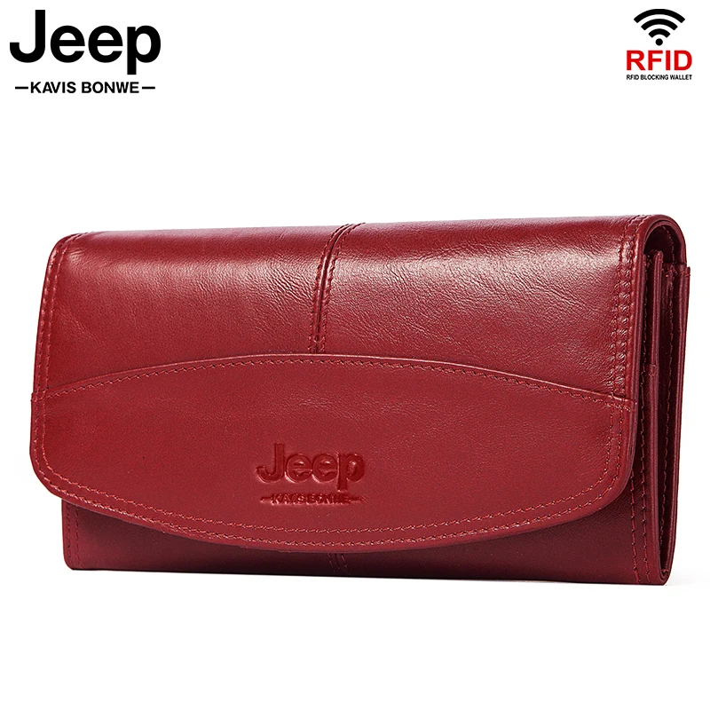 

Long Women Wallet Genuine Leather RFID Blocking Card Holder Luxury Designer Zipper Coin Purse Large Capacity Clutch Carteira