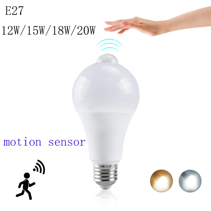 

E27 20W 18W 15W 12W Led PIR Motion Sensor Bulb LED Lamp Sensor Light Auto ON/OFF Night Light For Home Parking Lighting AC85-265V