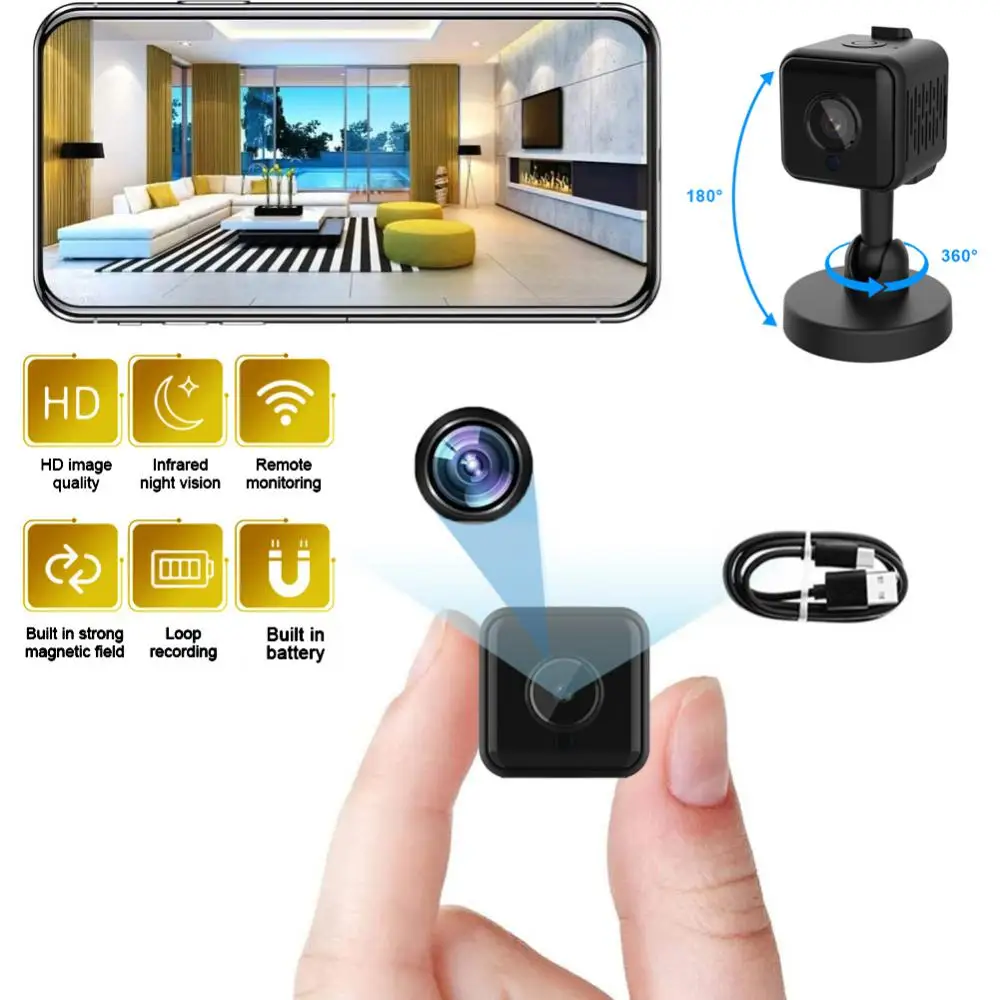 

Мини-камера видеонаблюдения HD 1080P, Wi-Fi, ночное видение, датчик движения