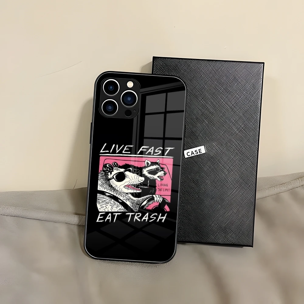 Живите быстро! Съесть мусор! Чехол для Телефона iPhone 16 14 15 Pro Max Plus 13 12 11 X XR XS 8 7 6 MINI SE