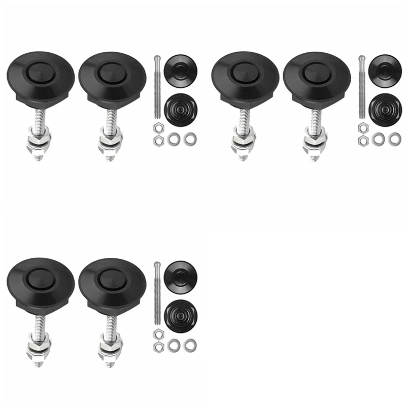 

6 PCS Push Button Quick Release Hood Bonnet Pins Lock Clip Car Bumper Latch Kit