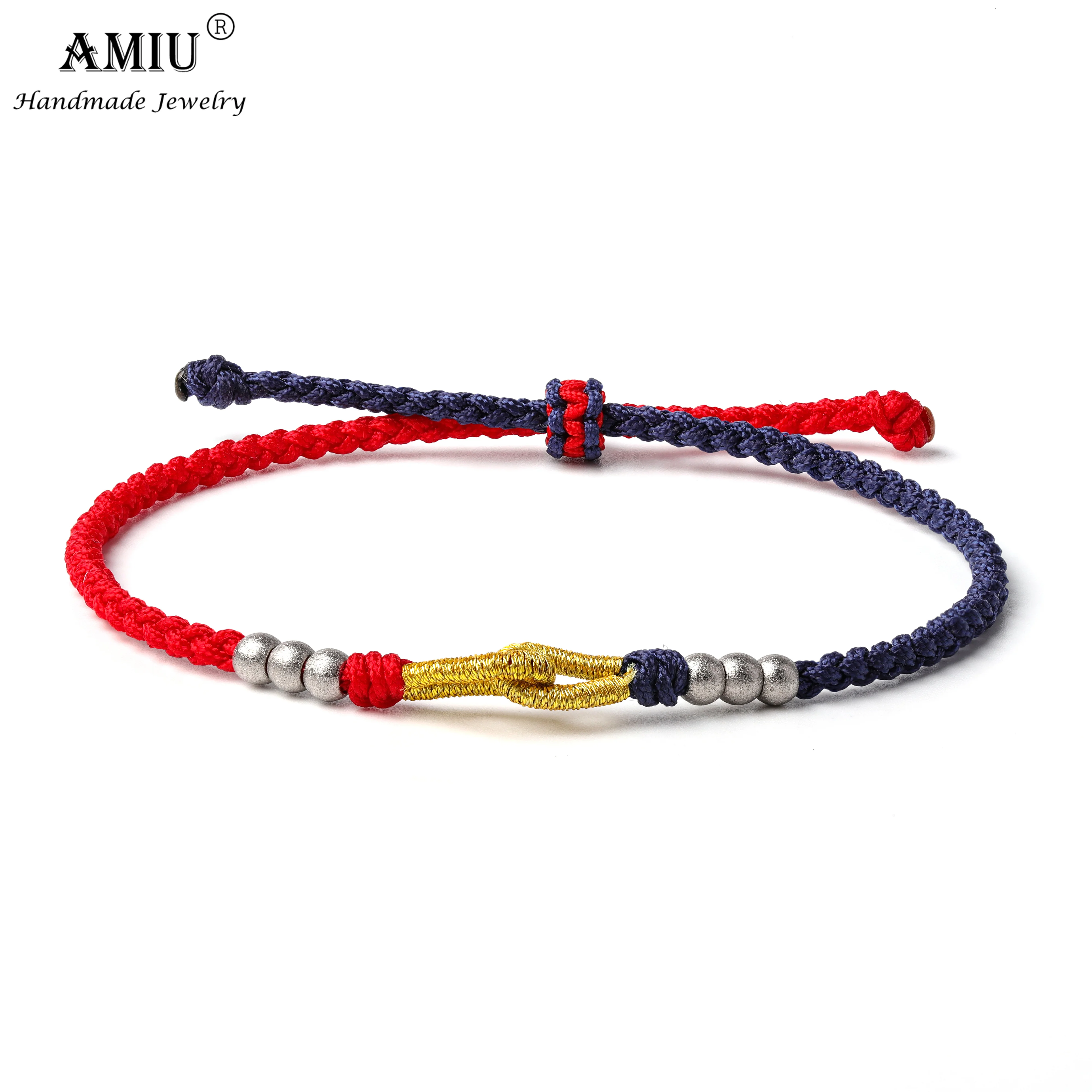 Женские и мужские браслеты с металлическими бусинами AMIU тибетское серебро