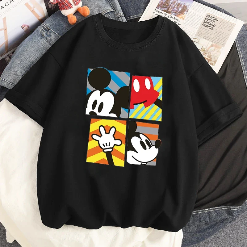 Футболка женская с коротким рукавом Микки и Дональд принтом Диснея Повседневная