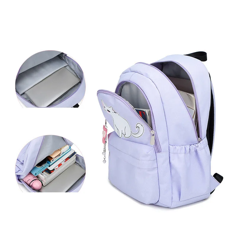 Рюкзак для девочек-подростков детские школьные ранцы с милым принтом кошки