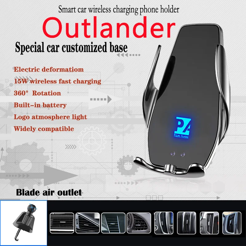 

For Mitsubishi Outlander Car Cell Mobile Phone Holder Wireless Charger 15W Mount Fit 2.0L 2.4L 1.5T 2023 2021 2020 2019 2018