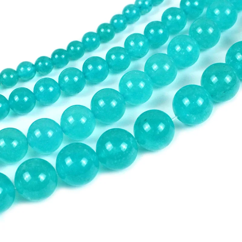 4/6/8/10mm Blue Chalcedony Glassy Bright Stone Round Beads For Jewelry Making Supplies DIY Accessories Bracelet Necklace خرز
