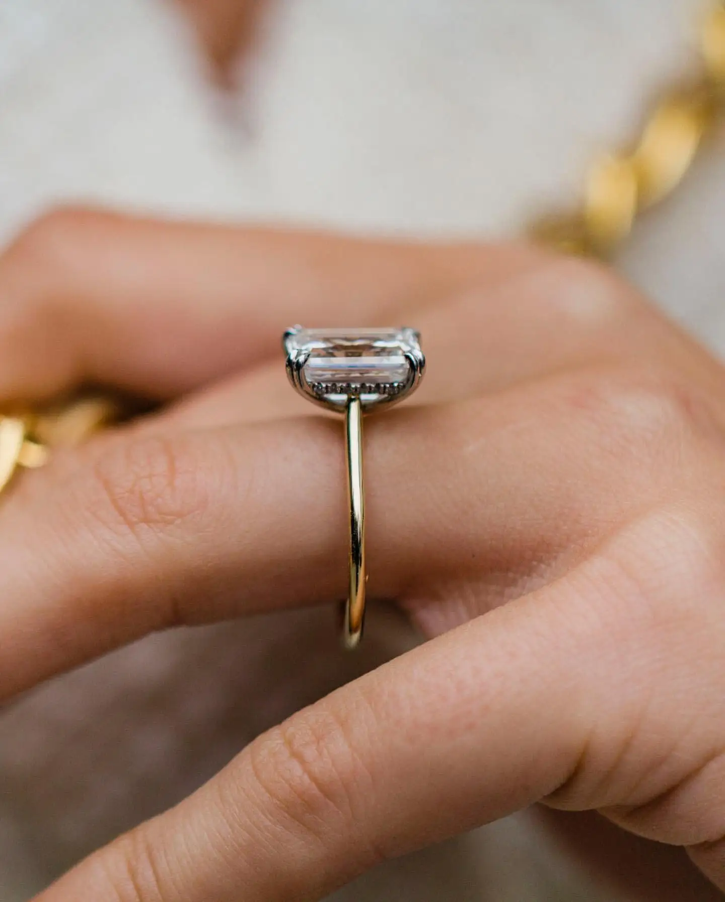 JOVOVASMILE Moissanite Engagement Ring Diamond 4.6 Carats 11x8mm Emerald Cut  Double Claw Jewelry