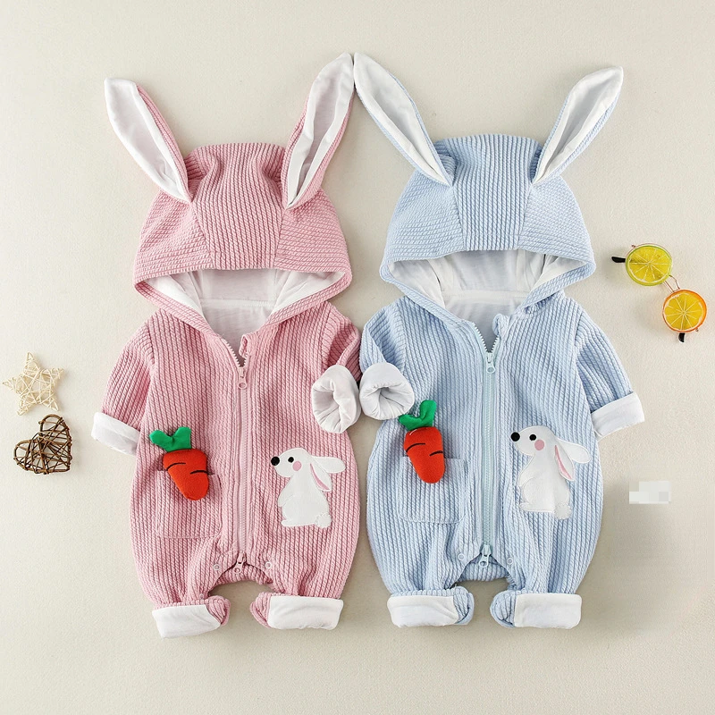 

Infant Newborn Baby Boy Girl Jumpsuit Warm Cotton Long Sleeve Romper Cute Ear Hooded Playsuit Autumn Winter Clothing